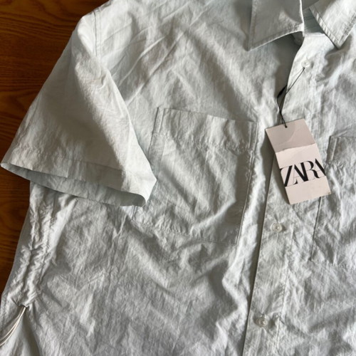 Zara Oversized Technical Fabric Shirt, pale green L