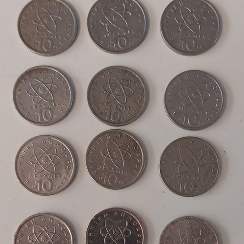 Set of 12 10 Drachma Coins Democritus like new