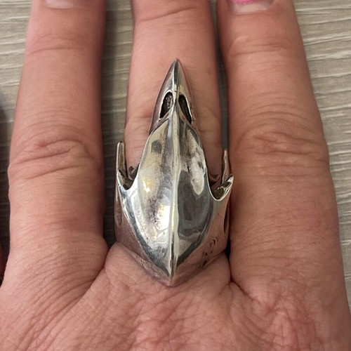 Silver 925 ring with solid bird skull used, size 57