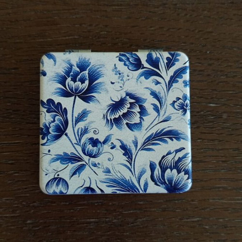 Compact Mirror new with blue floral pattern