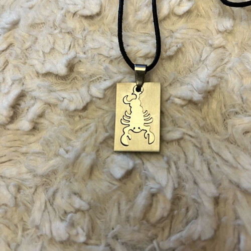 Scorpio zodiac necklace like new stainless steel with leather cord