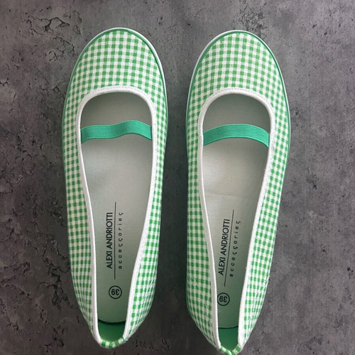 Alexi Andriotti ballet flats new, green-white checked, size 39