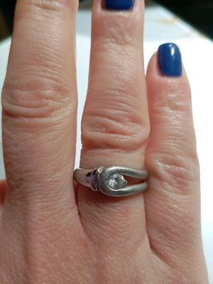 925 Silver Ring Women’s New With Zircon, Glossy and Matte