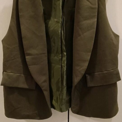 Khaki vest like new with satin lining, size S
