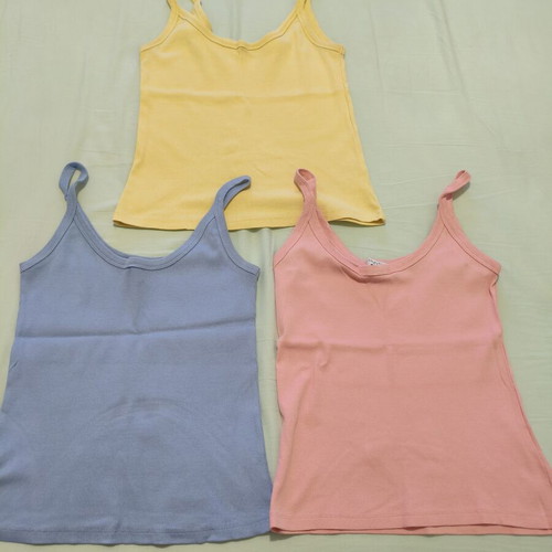Celestino ribbed cotton tank tops new, set of 3 pastel colors