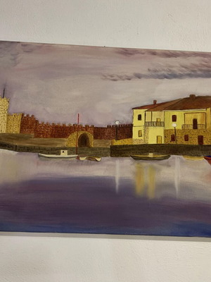 Painting like new with depiction of Chania harbor