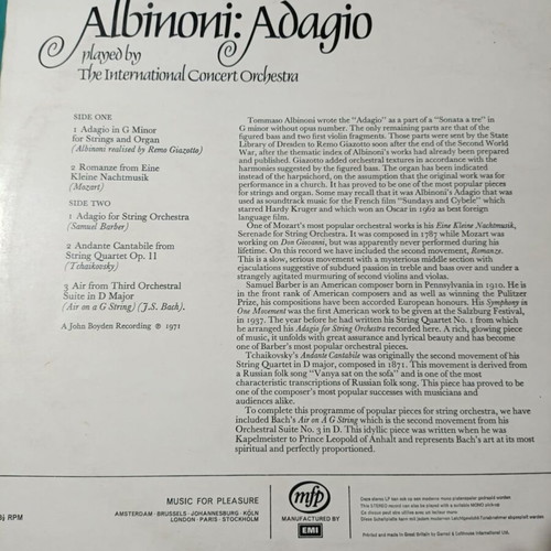 Albinoni: Adagio classical vinyl record