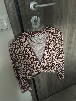 Zara πουκάμισο-μπλούζα crop μεταχειρισμένο, πολύχρωμο, μέγεθος XS