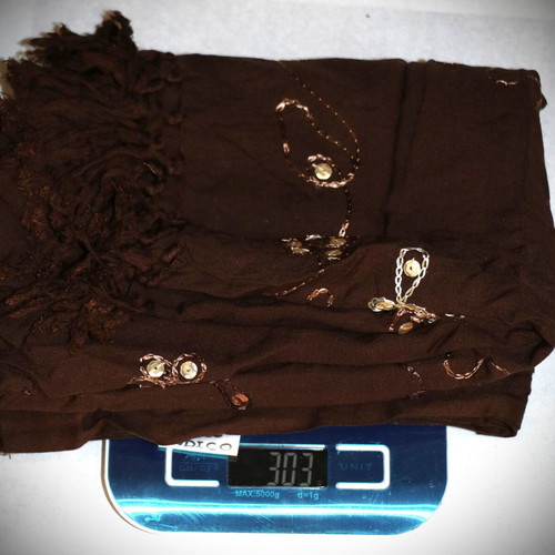 Handmade pareo scarf with sequins silk and cotton blend