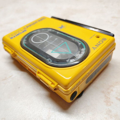 Sony WM-F45 Sports Walkman used, yellow, cassette functional