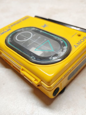 Sony WM-F45 Sports Walkman used, yellow, cassette functional