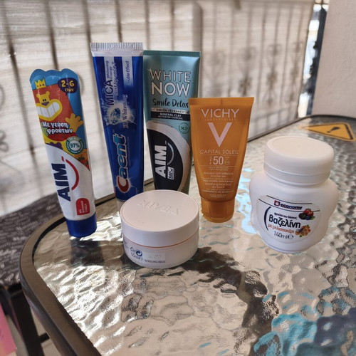 Bath products used, assorted lotions and creams