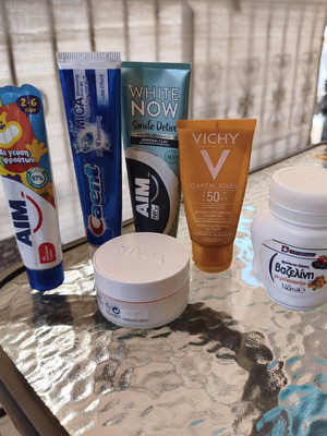 Bath products used, assorted lotions and creams
