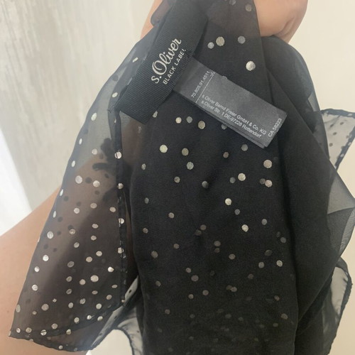 Scarf black with silver polka dots s.Oliver like new