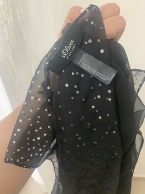 Scarf black with silver polka dots s.Oliver like new