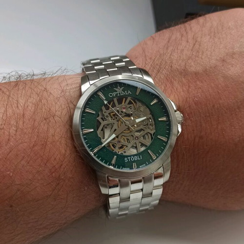 Optima Stobli Skeleton Swiss Automatic Watch new