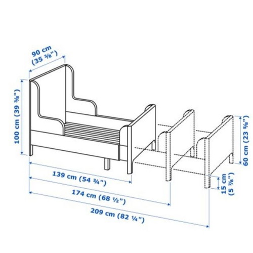 Ikea busunge extendable bed with vyssa extendable mattress