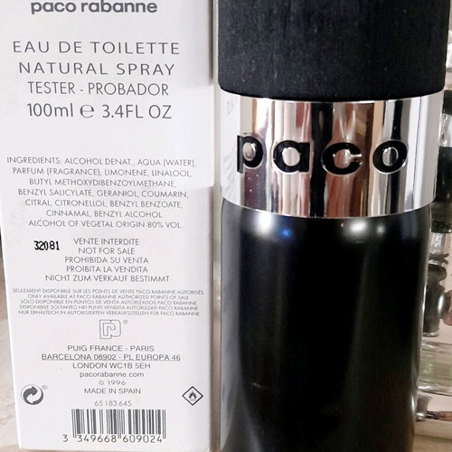 Paco Rabanne Paco 100ml EDT new official tester perfume