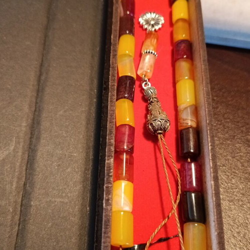 Handmade Komboloi from Natural Agate Stone with Silver Details