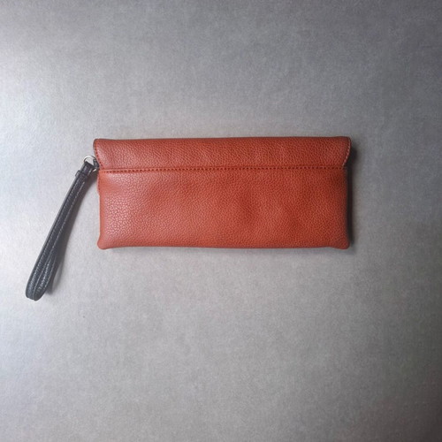 KEM wristlet clutch like new, burgundy embossed faux leather