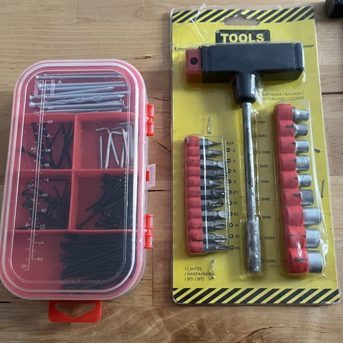 Tool set used with hammer, screwdrivers and nails
