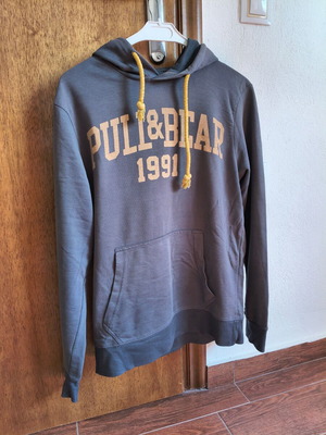 Pull & Bear hoodie size S, grey with yellow logo and drawstrings