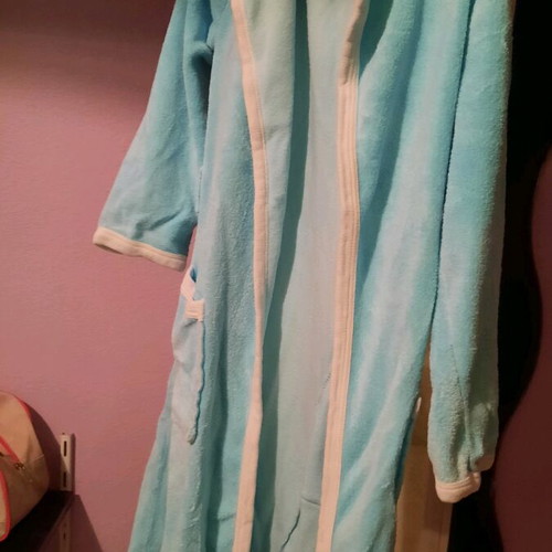 Bathrobe in light blue for 7-8 years, cotton
