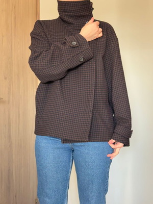 Arket coat jacket used, brown and black houndstooth wool blend, size M
