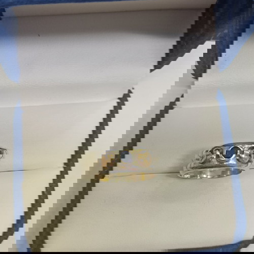 Δαχτυλίδι 925 με χρυσές λεπτομέρειες 14Κ και zircon μεταχειρισμένο