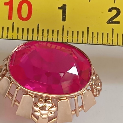 Μεγάλο χρυσό δαχτυλίδι 14κ. με πανέμορφο συνθετικό ρουμπίνι 7,25γρ. Vintage USSR.