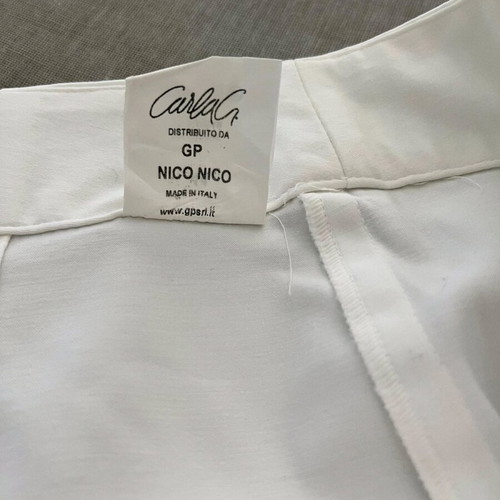 Carla G white midi skirt with slits and buttons, size 44