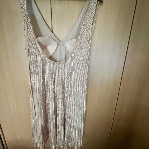 Evening dress with sequins used, beige, size L