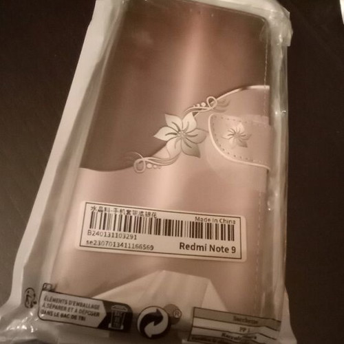Xiaomi Redmi Note 9 Wallet Case with Embossed Design Beige Gold