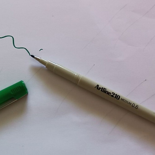 Artline 210 Markers 0.6mm Green Pack of 10 New