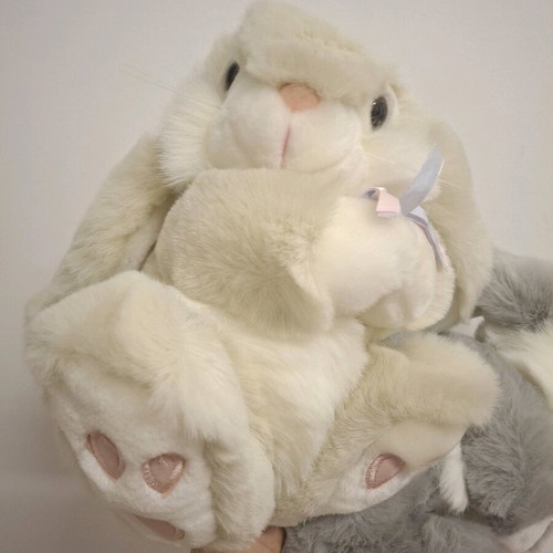 Large Bunny Rabbit Vintage Plush Toy set of 2 new with tags by KEEL
