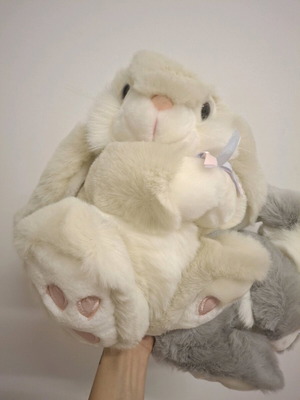 Large Bunny Rabbit Vintage Plush Toy set of 2 new with tags by KEEL