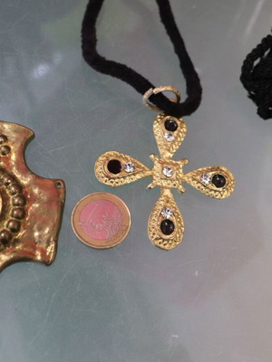 Crosses vintage set of 3, large brass and metal