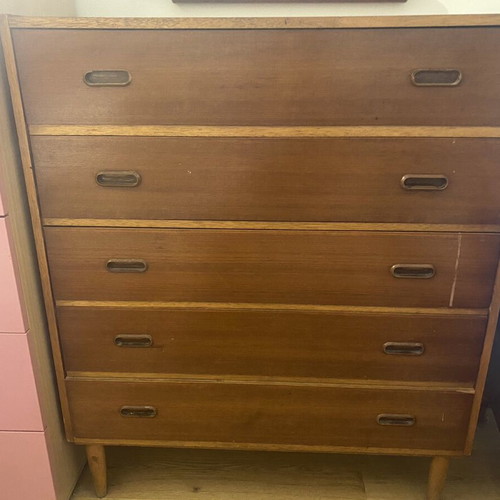 Vintage wooden brown bedroom chest of drawers