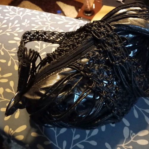 Crossbody bag silver with black details like new