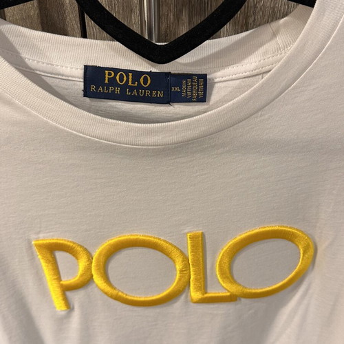 Polo Ralph Lauren white T-shirt XXL like new with yellow embroidered logo