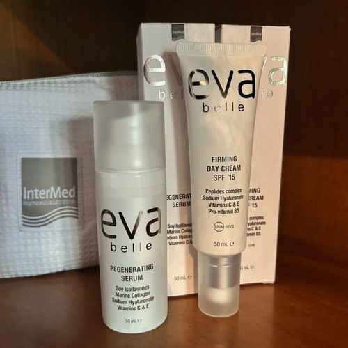 Eva Belle skincare set with serum and day cream spf 15 new