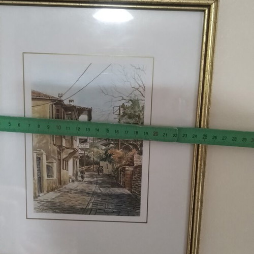 Watercolor set of 2 paintings depicting traditional Macedonian architecture, like new