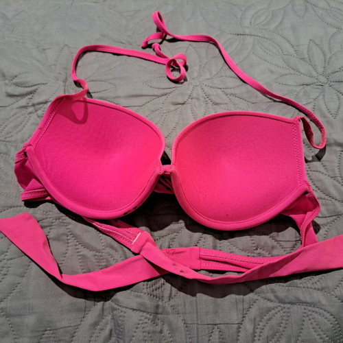 Fuchsia bikini top used with push-up and draped detail No S
