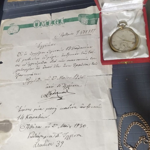 Omega 18K Rose Gold Pocket Watch 1920 used with 14K chain