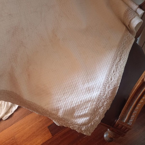 Zara Home quilted blanket for double bed, like new, white with lace