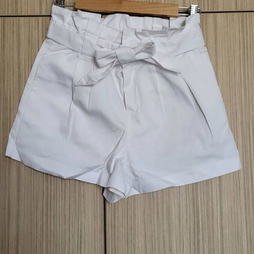 Zara high-waisted shorts with bow like new, white, size S