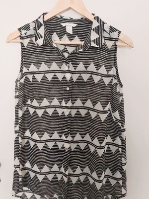 Αμάνικο πουκάμισο H&M ασπρόμαυρο sheer σαν καινούργιο