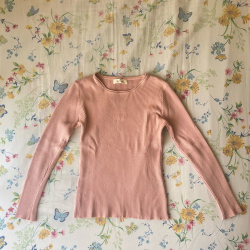 Pink ribbed knitted blouse like new, size S