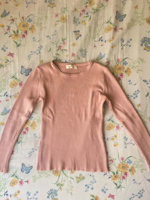 Pink ribbed knitted blouse like new, size S