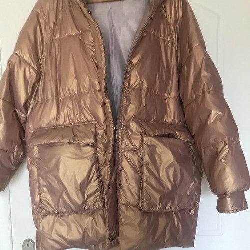 Shein metallic pink pastel jacket like new, size L with hood